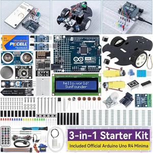 SunFounder 3-in-1 슈퍼 스타터 키트, 오리지널 아두이노 우노 R4 미니마, IoT&스마트카 프로젝트 50+ 단계별 튜토리얼