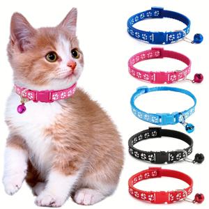 패션 애완 동물 고양이 칼라 다채로운 패턴 귀여운 벨 조절 칼라, 고양이 새끼 고양이용 DIY 반지 목걸이, 애완 동물 액세서리