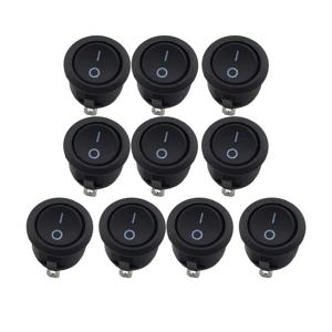 10Pcs SPST 스냅인 ON-Off 2 핀 라운드 스냅 로커 보트 스위치 가전 제품 교체 용 검정색 AC 250V 6A 125V 10A