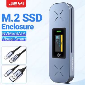 JEYI M.2 NVMe/SATA SSD 스마트 디스플레이 인클로저 USB 3.2 10Gbps 휴대용 외장 M2 어댑터 케이스 M-Key B+M Key UASP Trim 지원
