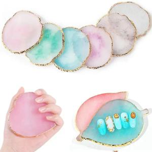 천연 수지 스톤 럭셔리 네일 아트 팔레트 믹스 컬러 드로잉 팔레트 젤 폴리쉬 디스플레이 가짜 손톱 팁 선반 DIY 매니큐어 도구
