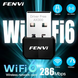 FENVI WIFI 6 USB 어댑터 AX300 네트워크 카드 미니 USB 동글 2.4GHz 802.11AX 무선 동글 수신기 Win 7/10/11 드라이브 무료