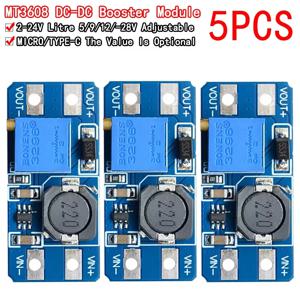 5PCS MT3608 DC-DC 스텝 업 컨버터 부스터 전원 공급 장치 모듈 부스트 스텝 업 보드 최대 출력 28V 2A