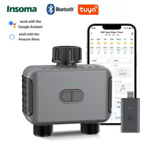 게이트웨이 듀얼 호스가 있는 Insoma 자동 워터 타이머 정원 관개 급수 시스템 원격 스프링클러 프로그래머 지원 Alexa