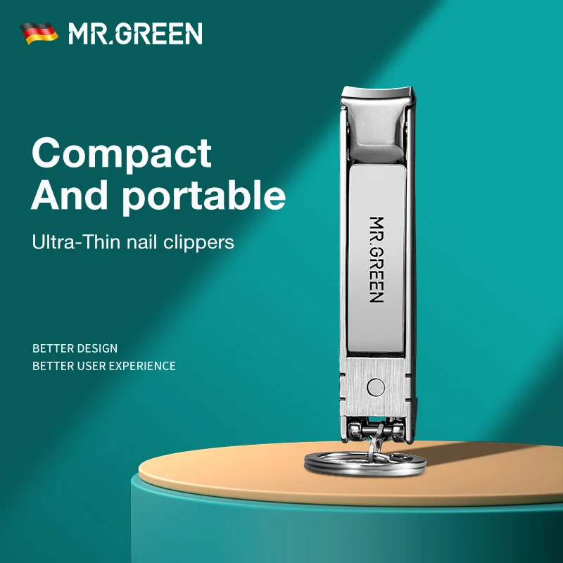 MR.GREEN 초박형 손톱깎이 접이식 휴대용 여행 손톱 손톱 가위 커터 스테인레스 스틸 매니큐어 도구
