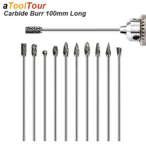 여분의 긴 100mm 로터리 Rasp 파일 조각 그라인더 연마 도구 초경 버 합금 비트 금속 Wook 용 밀링 커터 드릴