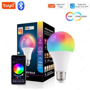 블루투스 스마트 LED 전구 Tuya 전구 AC 85-265V 디밍이 가능한 스포트라이트 전구 15W E27 RGB+CW+WW 가정용 LED 색상 변경 램프