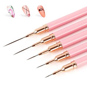 5pcs 네일 아트 라이너 브러쉬 세트 UV 젤 네일 브러쉬 키트 프랑스어 스트라이프 라인 그림 그리기 꽃 펜 전문 매니큐어 도구