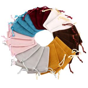 10pcs 5x7cm 혼합 색상 벨벳 선물 가방 고품질 소프트 벨벳 크리스마스 보석 선물 디스플레이 포장 Drawstring 파우치