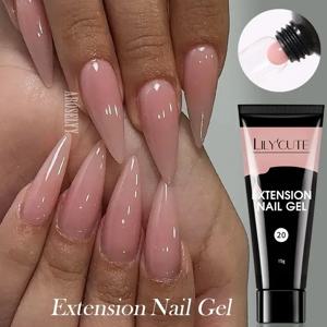 LILYCUTE 15ML 퀵 익스텐션 젤 매니큐어 누드 밀크 화이트 컬러 핑거 프로롱 아크릴 크리스탈 컨스트럭션 하드 젤 바니시