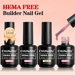 CHUNSHU Hema 무료 건설 UV 젤 18ml 빌더 네일 젤 병에 반영구적 인 두꺼운 고무베이스 젤 확장 네일 아트