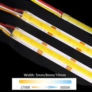 12V 24V DC CCT COB LED 스트립 조명 2700K ~ 6500K 색상 변경 LED 테이프 선형 이중 색상 RA90 디밍 가능 리본 5mm 8mm 너비