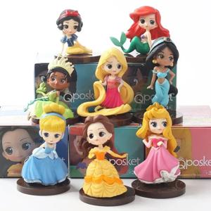 5-8cm 8개/세트 Q 포스켓 프린세스 티아나 백설공주 라푼젤 아리엘 신데렐라 벨 인어공주 PVC 액션 피규어 모델 장난감 선물