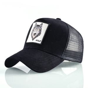 사계절 트럭 모자 남자 여자 Snapback 힙합 야구 모자 자수 늑대 패치 조정 가능한 바이저 모자