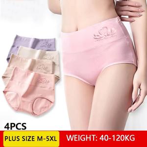 4PCS 높은 허리 코 튼 팬티 여성 바디 셰이퍼 속옷 플러스 크기 M-5XL 패션 여자 팬티 원활한 섹시 한 여성 란제리
