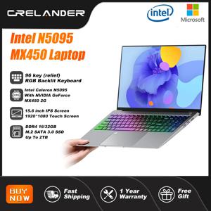 CRELANDER 게이밍 노트북 15.6형 IPS 터치스크린 Intel N5095 쿼드 코어 MX450 2G RGB 백라이트 슬림 노트북