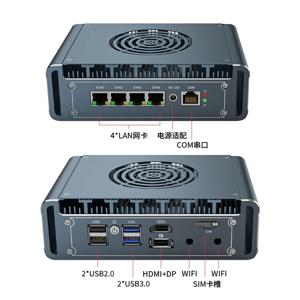 2.5G 팬 미니 PC 라우터 13620H 12세대 인텔 4*i226 LAN 셀러론 J5005 pfSense PVE 방화벽 미니 컴퓨터 알루미늄 윈도우11