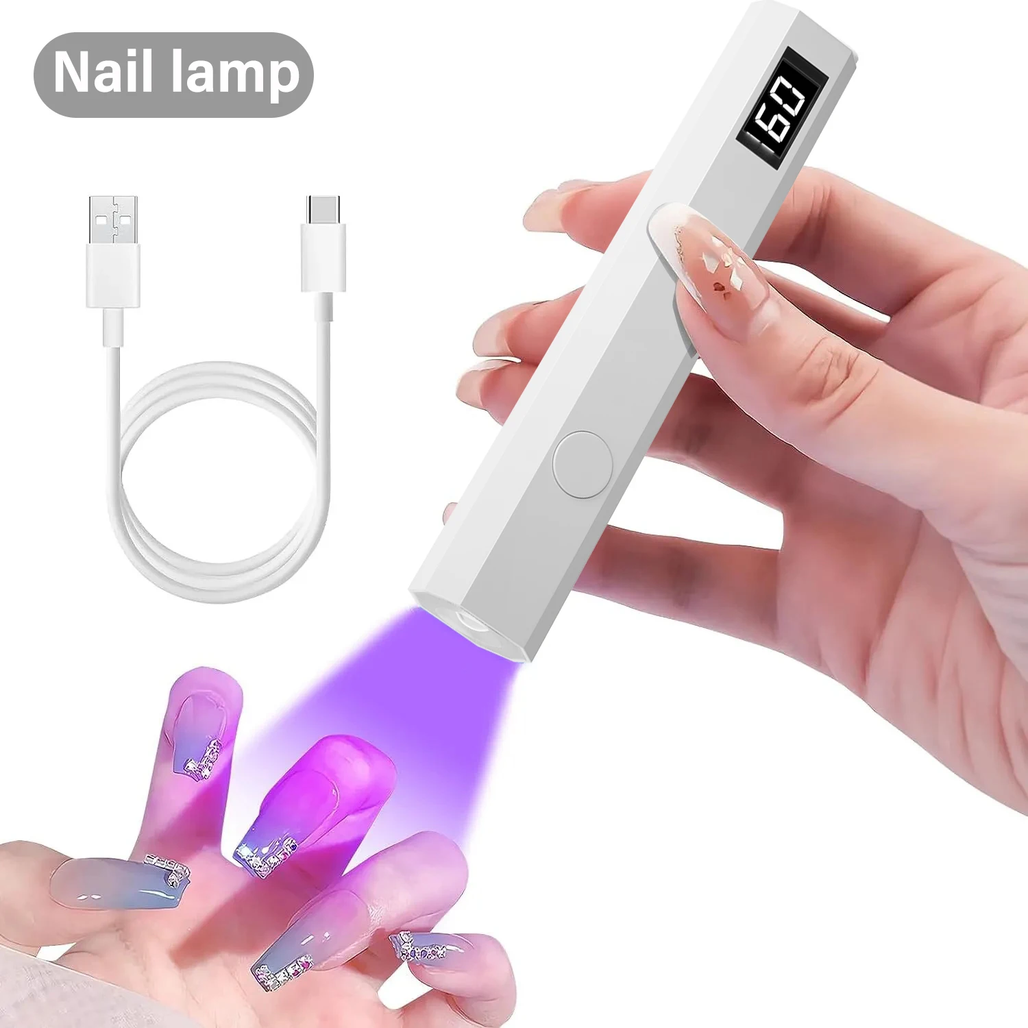 이쿨린 핸드헬드 UV/LED 네일 램프 3W 휴대용 미니 UV 라이트 젤 네일용 2단계 타이머 설정 LED 네일 램프 가정용