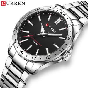 CURREN 8452 남자 쿼츠 시계 남자를위한 간단한 패션 레저 비즈니스 시계 블랙 은빛 스테인레스 스틸 스트랩 손목 시계