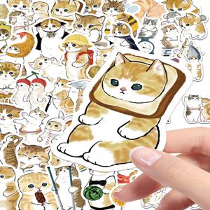 귀여운 만화 오렌지 고양이 장식 짐 전화 케이스, 노트북 스케이트 보드 기타, DIY 방수 스티커, 64 개 고양이 스티커