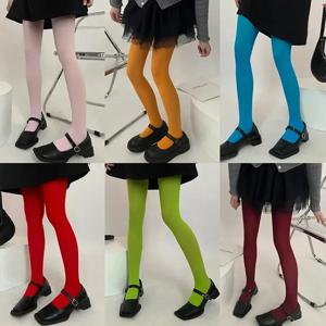 여성용 섹시한 긴 스타킹, 캔디 컬러, 심리스 소프트 벨벳 레깅스, 도파민 고탄성 스타킹, 달리기 방지 팬티 스타킹, 17 색