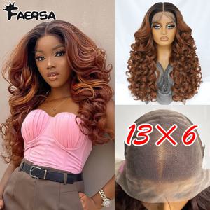 Latisha 13X6 HD 합성 레이스 프론트 가발 곱슬 미리 뽑은 레이스 정면 가발 여성용 앞머리 하이라이트 Babyhair 24Inch