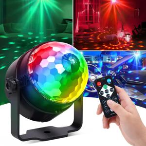 RGB LED 무대 디스코 조명 회전 DJ 볼 스트로브, 원격 사운드 제어, 매직 댄스 자동차, 크리스마스 선물, 파티 클럽 레이저 쇼 램프