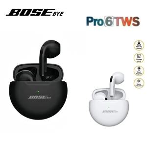 BOSEbye Air Pro 6 이어폰 TWS 9D HIFI 헤드셋 용 원본 iPhone Android 무선 포드 헤드폰 용 Bluetooth 음악 이어 버드