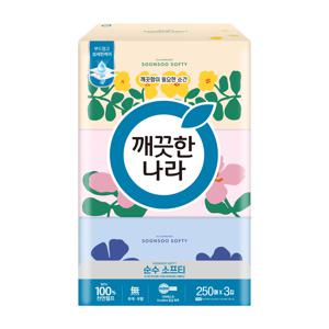 깨끗한나라 순수소프티 미용티슈 250매 3입