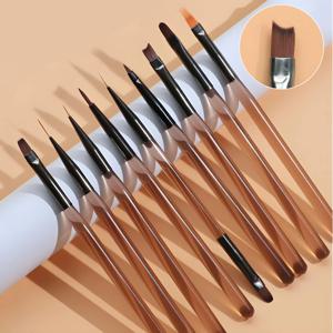 LINMANDA 네일 아트 디자인 펜 페인팅 도구(네일 연장 젤 브러쉬 포함) 네일 젤 브러쉬 살롱 집에서 DIY 매니큐어 9Psc
