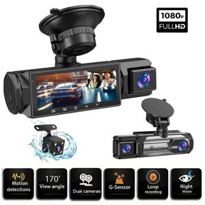 3 카메라 대시 캠 1080P 전면 및 후면보기 카메라 야간 투시경 주차 Monit 자동차 DVR 3way 자동차 비디오 레코더 선물