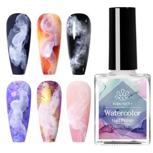 BORN PRETTY 15ml 화이트 블라썸 젤 UV LED 네일 아트 폴란드어 확산 효과 수채화 대리석 매니큐어 젤