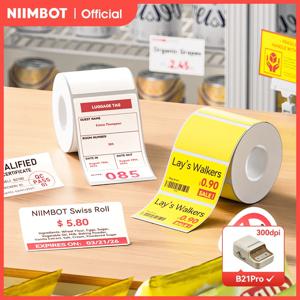 NiiMbot B1 Pro/B21 Pro 프린터 레드 블랙 라벨 용지 300 DPI 고화질 인쇄 스티커 (경고 표지판, 슈퍼마켓용)