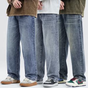 남성용 Y2k 빈티지 헐렁한 청바지 스트레이트 패션 streetwear 루즈 데님 바지 남성 브랜드 의류 특대 와이드 바지 한국어
