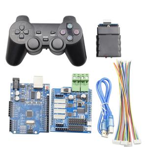 스마트 메카넘 휠 로봇 자동차 로봇 팔 DIY RC 장난감 부품 용 DC 모터 드라이버 보드가있는 Arduino PS2 핸들 RC 컨트롤러