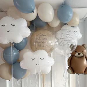 1 세트 매트 베어 구름 호일 풍선 공 보보 공 블루 라텍스 풍선 생일 파티 호의 Decora 베이비 샤워 용품