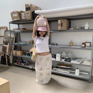 블랙 홀 아웃 자수 보헤미안 롱 스커트 여성 여름 신상 비치 휴가 헤비 워크 레이스 엣지 A라인 스커트
