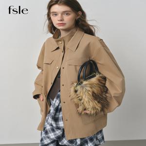 FSLE 2025 신상 가을 여성 빈티지 바렌 스타일 워크웨어 재킷 오버사이즈 라펠 코트 레트로 루즈핏 유틸리티 재킷 아우터