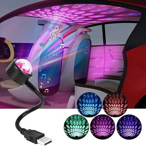 LED 조명 및 오디오 파티카 USB 미니 디스코볼 램프 RGB 멀티 컬러 자동차 분위기 룸 장식 램프 매직 스트로브 램프