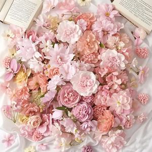20/50Pcs 핑크 인공 꽃 머리 MSini 실크 인공 장미 데이지 꽃 공예 용품 웨딩 파티 화환 홈 인테리어