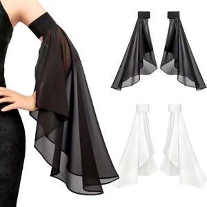 1 쌍 여성 긴 Tulle Sleeves Sunscreen 분리형 장식 얇은 쉬폰 팔 커버 장갑 웨딩 드레스 의상 액세서리