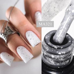 7ml 밀크 화이트 러버 베이스 젤 실버 골드 핑크 포일 글리터 베이스 코트 세미 퍼머넌트 네일 아트 젤 바니쉬 네일 매니큐어용