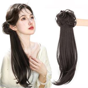 합성 가발 약간 곱슬거리는 포니테일 여성용 새로운 중국 스타일 클로 클립 가발은 고대 스타일의 치파오 포니테일로 묶을 수 있습니다