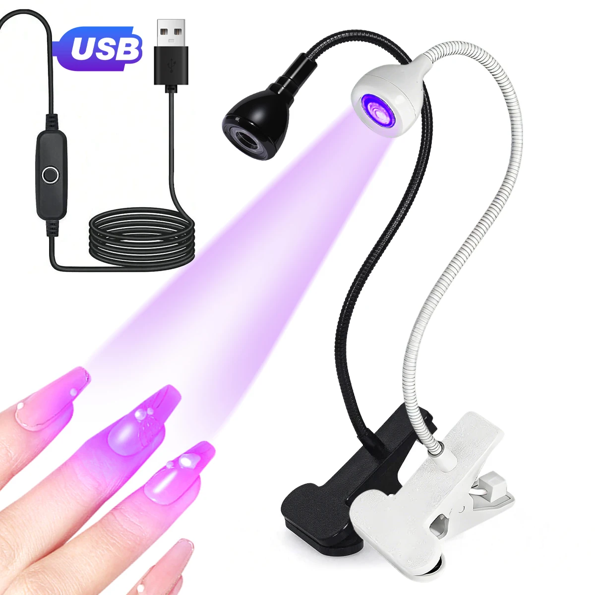 젤 손톱을 위한 LULAA LED 네일 건조기 구즈넥이 있는 미니 Led 매니큐어 라이트, 네일 살롱용 휴대용 클램프 UV 라이트 램프