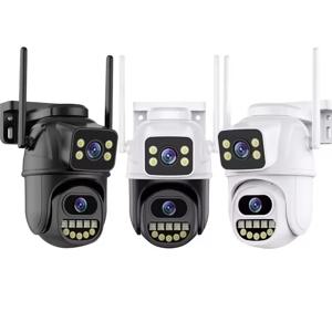 4K 8MP HD WIFI PTZ IP 카메라 4배 줌 듀얼 스크린 자동 추적 홈 보안 야외 4MP CCTV 감시 ICSEE 앱