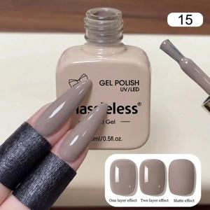 헤슬리스 15ML 네이키드 네일 젤 폴리쉬, 세미 퍼머넌트 바니쉬 네일 글루, 쏙 오프 UV LED 네일 폴리쉬 매니큐어