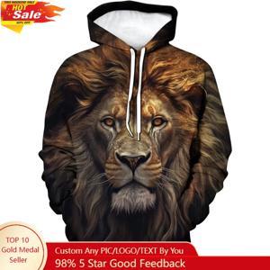 Lurhonp Lion 후드티 남성 여성 캐주얼 후드티 따뜻한 풀오버 후드 패션 스웨트셔츠 루즈핏 탑스 포켓 포함