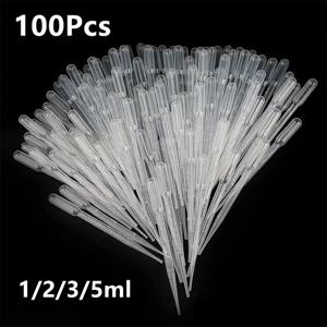 실험실 장비 100개/묶음 피펫 1ml 2ml 3ml 5ml 플라스틱 일회용 눈금 용기 액체 드로퍼 빨대 메이크업 도구