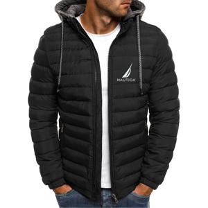 브랜드 오버사이즈 다운 재킷 NAUTICA 남성용 탈부착 가능한 모자 두꺼운 후드 가디건 드로스트링 겨울 두꺼운 따뜻한 재킷 상의