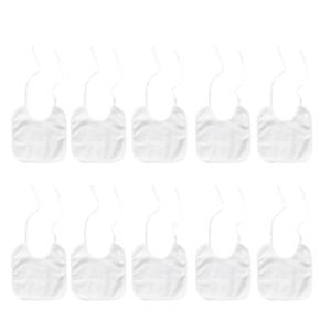 그림을위한 흰색 면화 아기 Bibs, 10pcs Drool Bib 조정 가능한 스트랩 Burp Cloth 방수 타액 수건 세트 팩